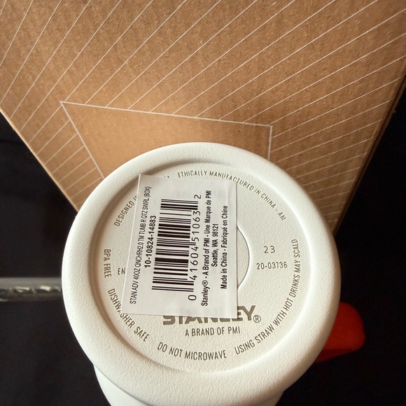 New Stanley 40oz White Mug with Orange and Green Accents with Straw - Picture 6 of 6